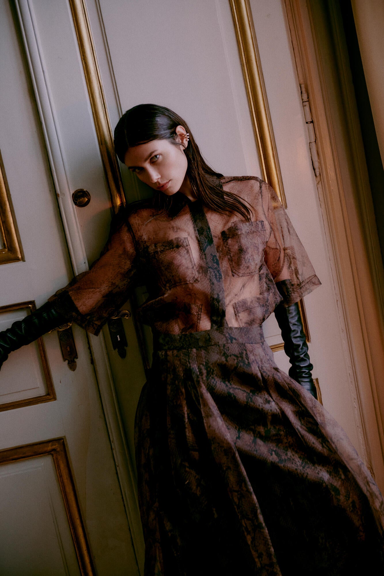 Chai Organza nederdel - Brown Snakey